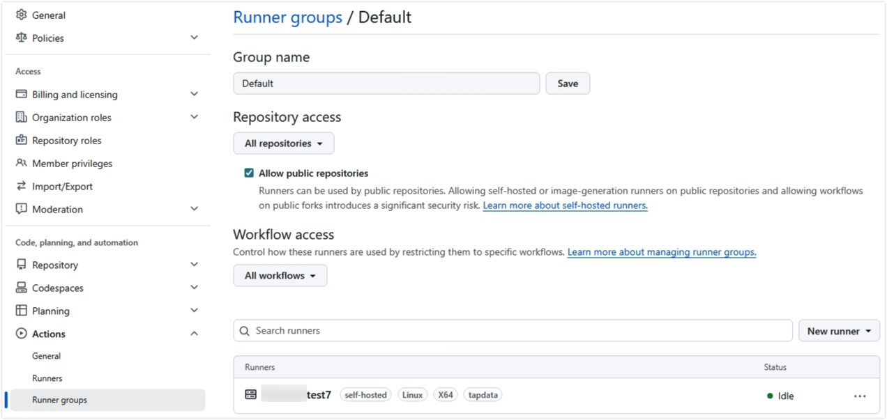 配置 Runner Group 访问范围
