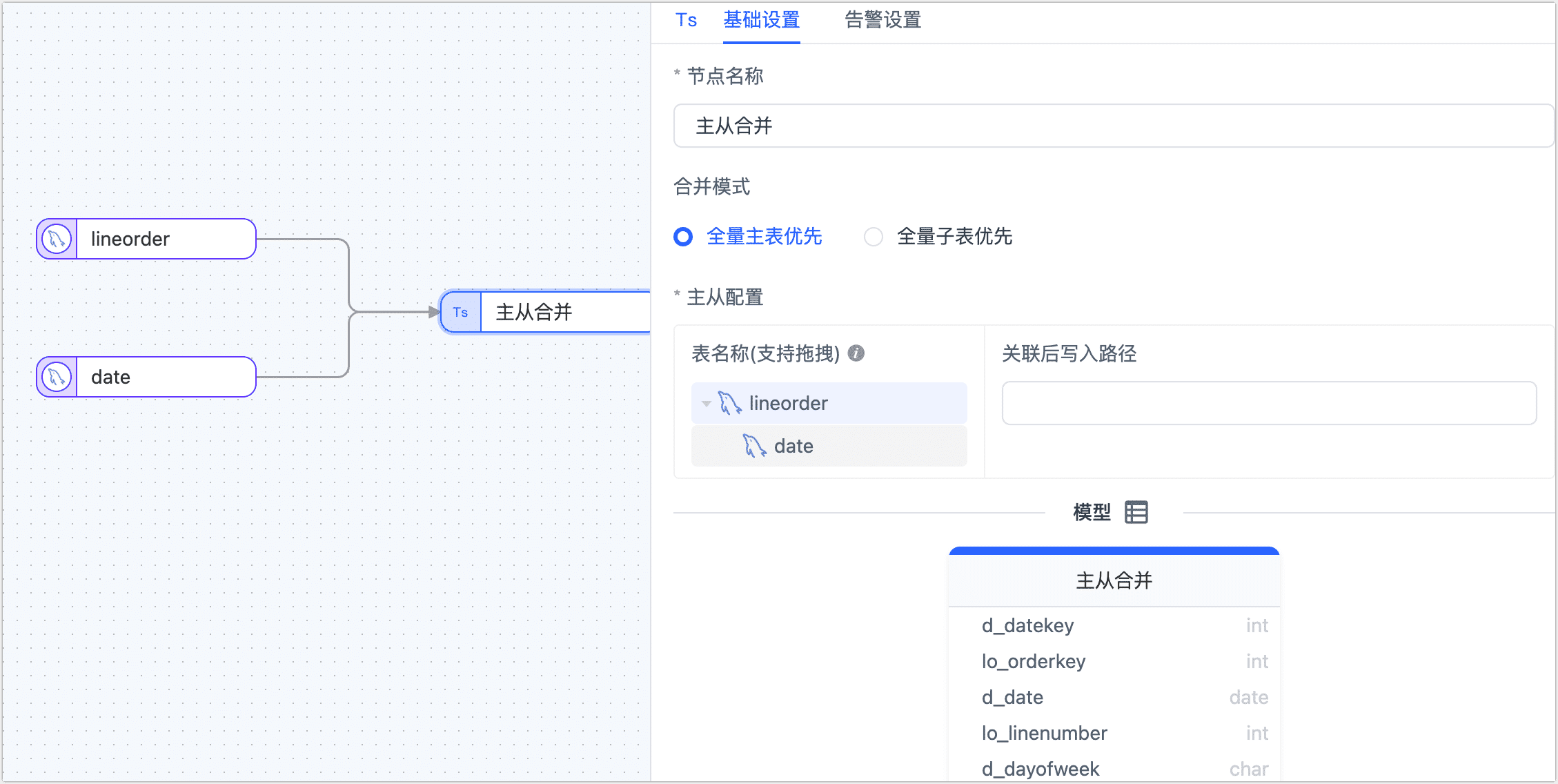 设置主从合并节点